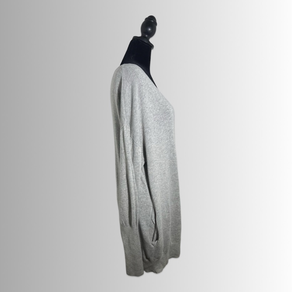 Moda International Cashmere/Cotton Light Gray V-Neck Long Sleeve Tunic Sweater S - Picture 6 of 8